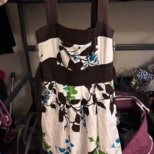 Speechless Strapless Dress - Brown, White Blue, Green